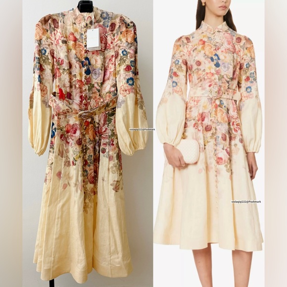 NWT Zimmermann Dress | Zimmermann Luminosity Midi Dress Buttoned (AU 0/US 4) - Picture 1 of 16